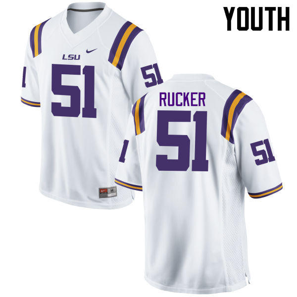 Youth LSU Tigers #51 Jonathan Rucker College Football Jerseys Game-White